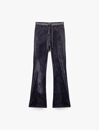 Beli Bağcıklı Rahat Kalıp Kadife Pijama Altı