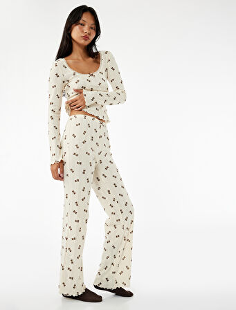 Pamuklu Rahat Kalıp Ayıcık Baskılı Pijama Altı