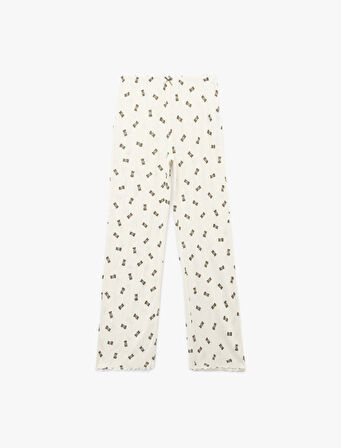 Pamuklu Rahat Kalıp Ayıcık Baskılı Pijama Altı