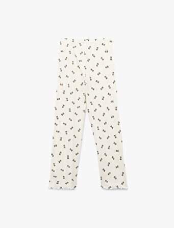 Pamuklu Rahat Kalıp Ayıcık Baskılı Pijama Altı