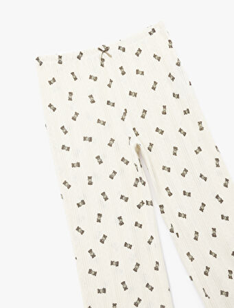 Pamuklu Rahat Kalıp Ayıcık Baskılı Pijama Altı