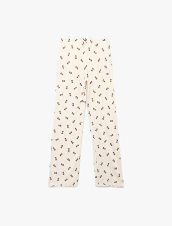Pamuklu Rahat Kalıp Ayıcık Baskılı Pijama Altı