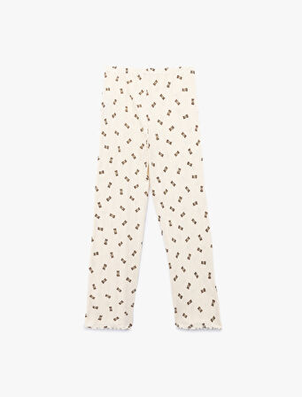 Pamuklu Rahat Kalıp Ayıcık Baskılı Pijama Altı