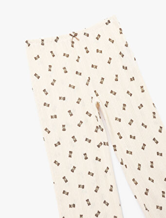 Pamuklu Rahat Kalıp Ayıcık Baskılı Pijama Altı