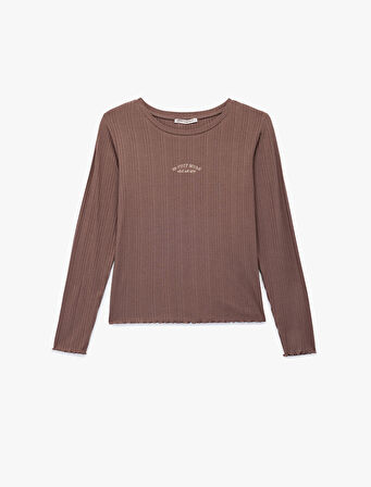 Uzun Kollu Bisiklet Yaka Modal  Pijama Üstü