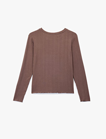 Uzun Kollu Bisiklet Yaka Modal  Pijama Üstü