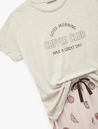 Pamuklu Baskılı Uzun Kollu Pijama Takımı