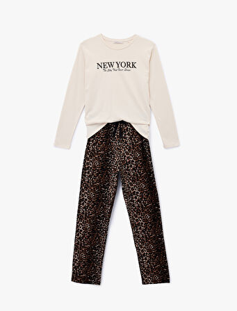 Pamuklu Baskı Detaylı Pijama Takımı