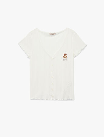 Pamuklu Kısa Kollu Düğmeli Pijama Takımı