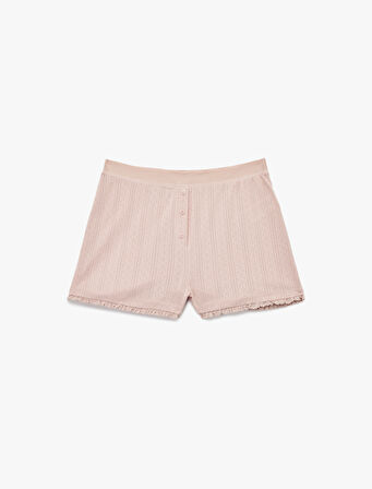 Dantelli Detaylı Rahat Kalıp Pamuklu Şort Pijama Altı
