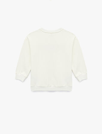 Uzun Kollu Bisiklet Yaka Şardonlu Pamuklu Sweatshirt