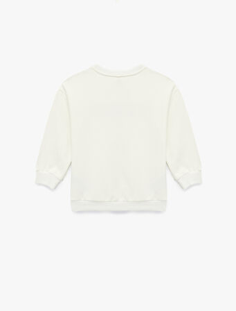 Uzun Kollu Bisiklet Yaka Şardonlu Pamuklu Sweatshirt