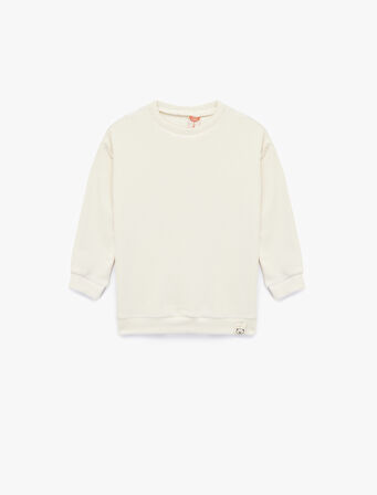 Bisiklet Yaka Uzun Kollu Basic Kadife Sweatshirt