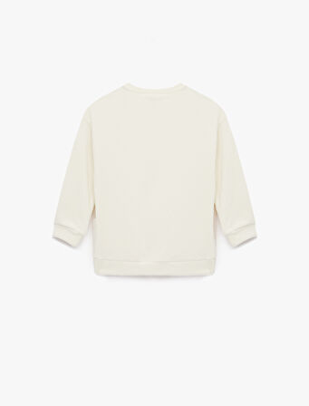 Bisiklet Yaka Uzun Kollu Basic Kadife Sweatshirt