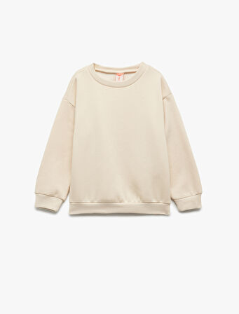 Şardonlu Uzun Kollu Basic Bisiklet Yaka Sweatshirt