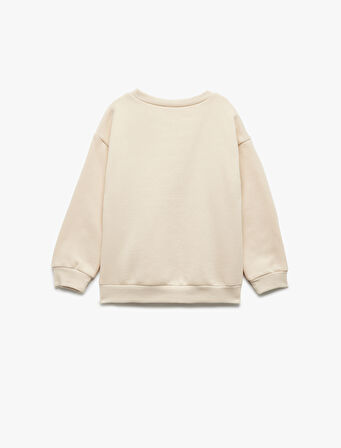 Şardonlu Uzun Kollu Basic Bisiklet Yaka Sweatshirt