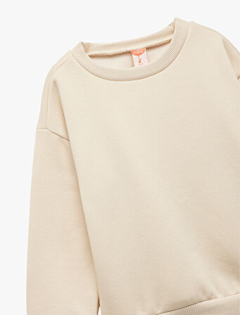 Şardonlu Uzun Kollu Basic Bisiklet Yaka Sweatshirt