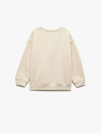 Şardonlu Uzun Kollu Basic Bisiklet Yaka Sweatshirt