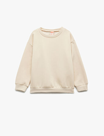 Şardonlu Uzun Kollu Basic Bisiklet Yaka Sweatshirt