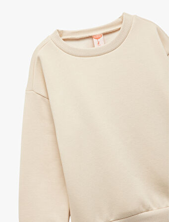 Şardonlu Uzun Kollu Basic Bisiklet Yaka Sweatshirt