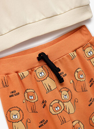 Koton Baskılı Bej Erkek Çocuk Pijama Takımı 6WMB10060TK
