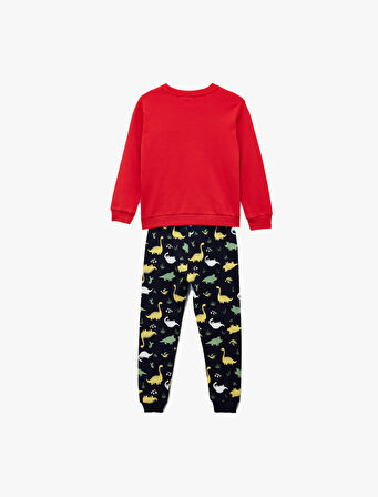 Dinozor Baskılı Pamuklu Eşofman Takımı