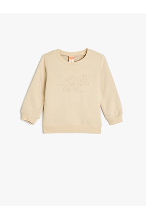 Koton Erkek Bebek Pamuklu Şardonlu Uzun Kollu Bisiklet Yaka Sweatshirt