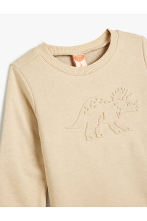 Koton Erkek Bebek Pamuklu Şardonlu Uzun Kollu Bisiklet Yaka Sweatshirt