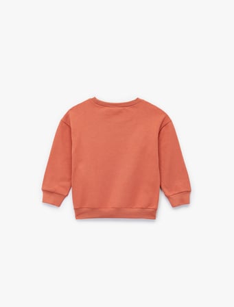 Şardonlu Kaplan İşlemeli Uzun Kollu Bisiklet Yaka Sweatshirt