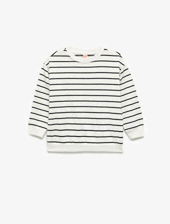 Şardonlu Uzun Kollu Bisiklet Yaka Sweatshirt
