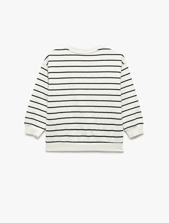 Şardonlu Uzun Kollu Bisiklet Yaka Sweatshirt