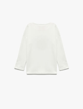 Basketbol Baskılı Uzun Kollu Bisiklet Yaka Pamuklu Tişört