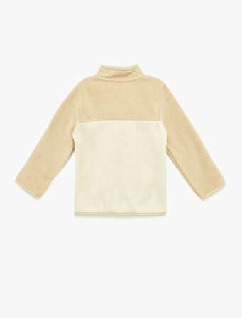 Uzun Kollu Dik Yaka Fermuarlı Polar Sweatshirt