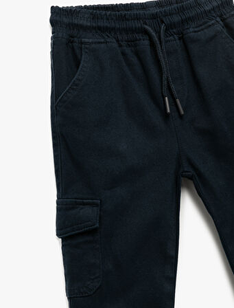 Kargo Cepli Beli Bağlamalı Pamuklu Pantolon