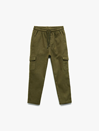 Kargo Cepli Beli Bağlamalı Pamuklu Pantolon