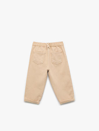 Pamuklu Katlamalı Paça Beli Lastikli Oversize Pantolon