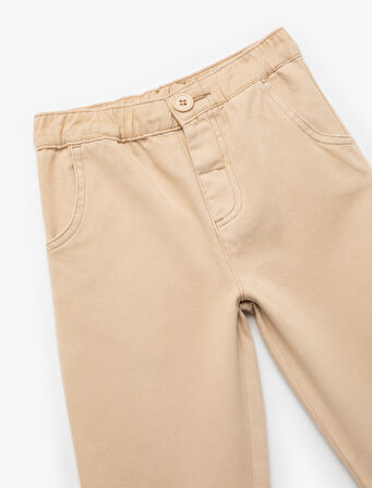 Pamuklu Katlamalı Paça Beli Lastikli Oversize Pantolon