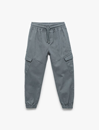 Pamuklu Gabardin Beli Bağcıklı Kargo Cepli Jogger Pantolon