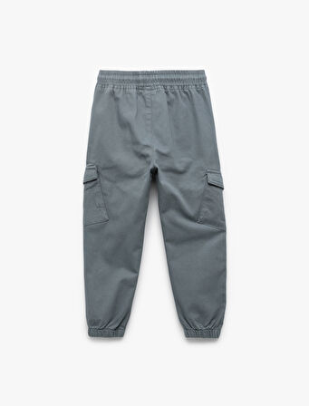 Pamuklu Gabardin Beli Bağcıklı Kargo Cepli Jogger Pantolon