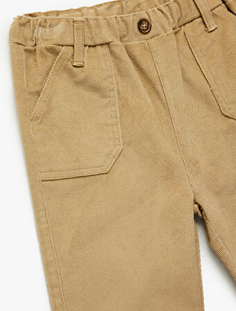 Pamuklu Cepli Beli Lastikli Havuç Kesim Pantolon