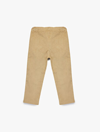 Pamuklu Cepli Beli Lastikli Havuç Kesim Kadife Pantolon