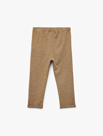 Desenli Viskon Karışımlı Beli Bağcıklı Pantolon