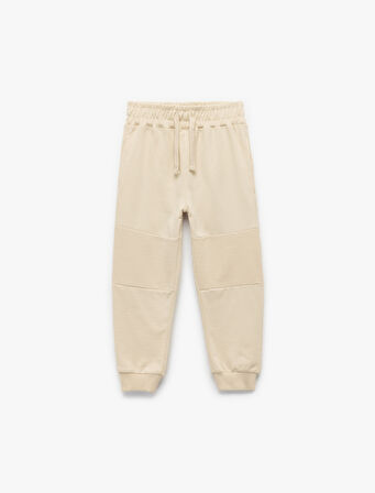 Pamuklu Şardonlu Dikiş Detaylı Cepli Beli Bağcıklı Jogger Eşofman Altı