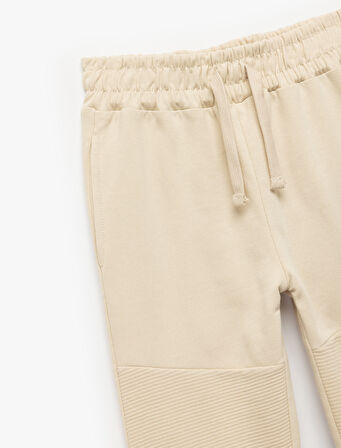 Pamuklu Şardonlu Dikiş Detaylı Cepli Beli Bağcıklı Jogger Eşofman Altı