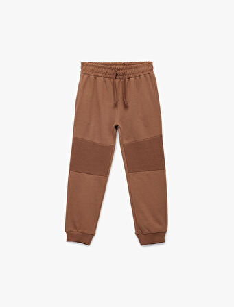 Pamuklu Şardonlu Dikiş Detaylı Cepli Beli Bağcıklı Jogger Eşofman Altı