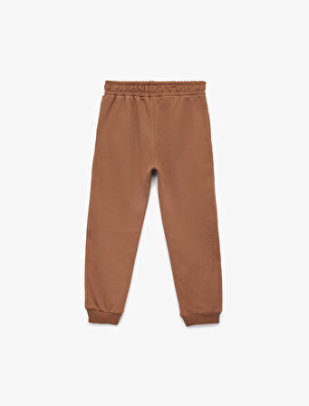 Pamuklu Şardonlu Dikiş Detaylı Cepli Beli Bağcıklı Jogger Eşofman Altı