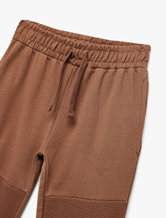 Pamuklu Şardonlu Dikiş Detaylı Cepli Beli Bağcıklı Jogger Eşofman Altı