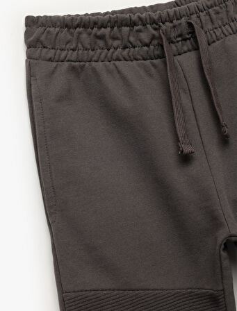 Pamuklu Şardonlu Dikiş Detaylı Cepli Beli Bağcıklı Jogger Eşofman Altı