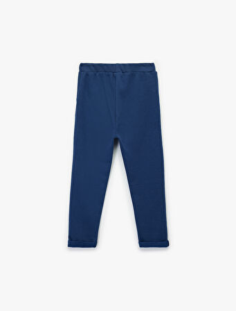 Düğmeli Pamuklu Rahat Kesim Basic Eşofman Altı