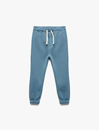 Beli Bağcıklı Pamuklu Basic Jogger Eşofman Altı